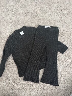 Zara Black Sparkle Ribbed Knit Top